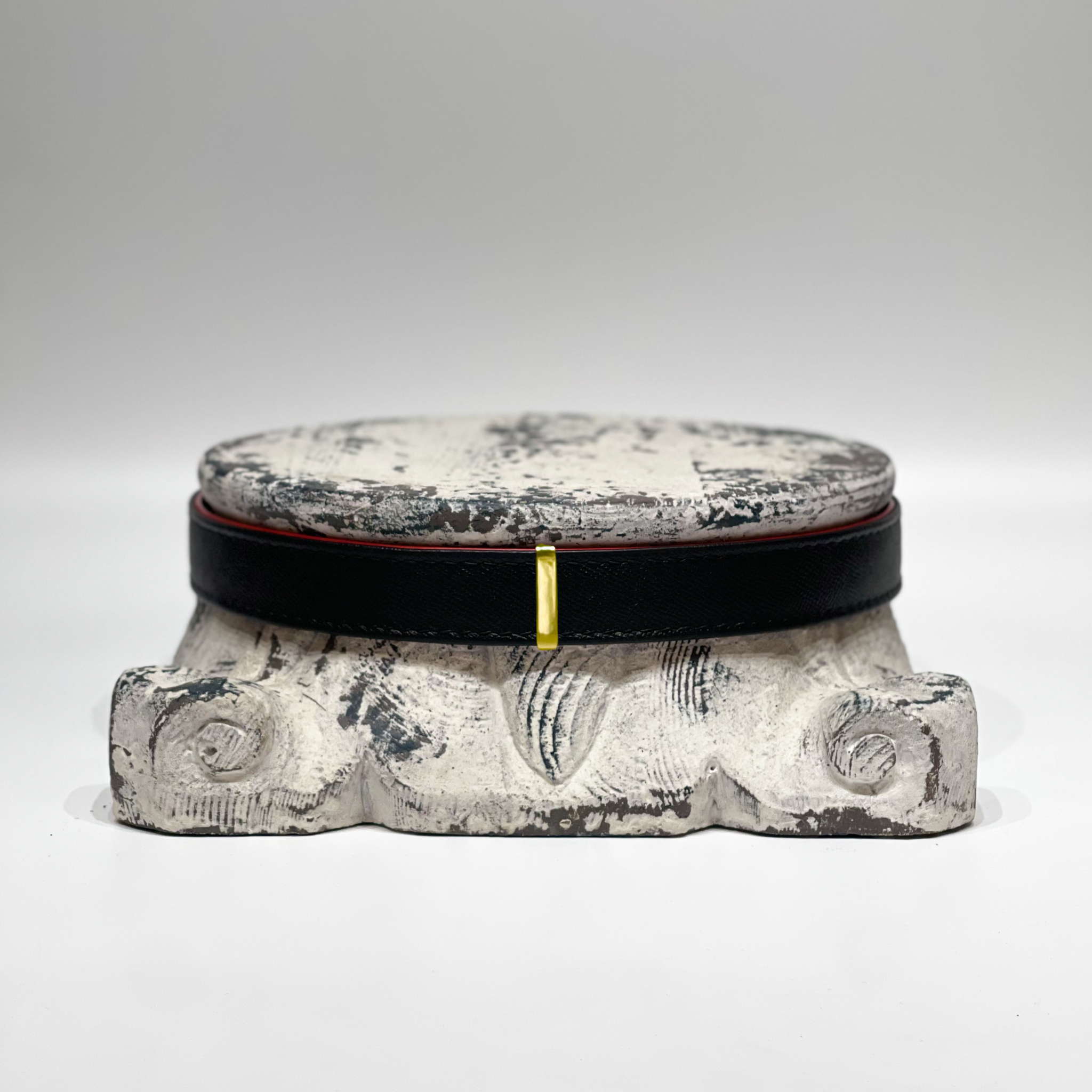 Clavus Belt black full grain leather with gold plated buckle handmade in California